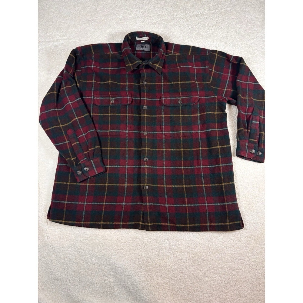 Geoffrey Beene Men's‎ Wool Blend Plaid Button Down Size Large Long